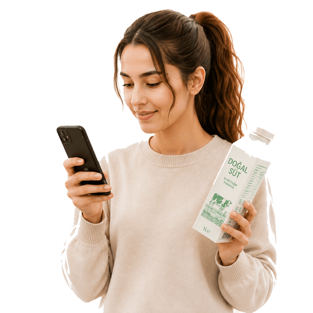 Telefonuyla ürün inceleyen kullanıcı